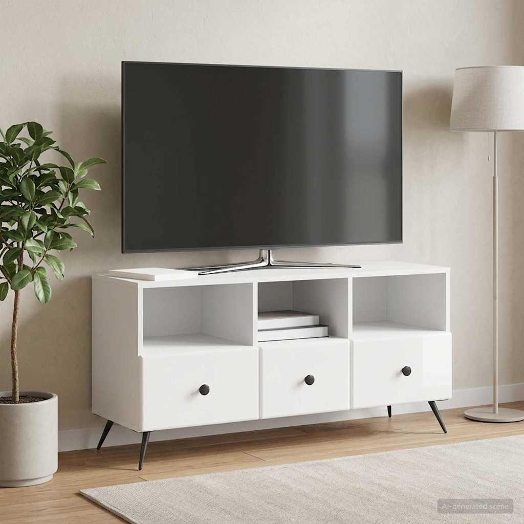 Televizoriaus spintelė Itin blizgi balta 102 x 34,5 x 50 cm