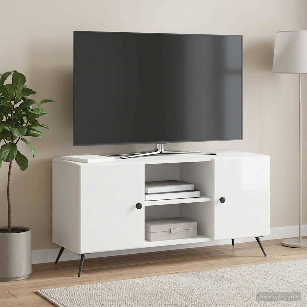 Televizoriaus spintelė Itin blizgi balta 102 x 34,5 x 50 cm