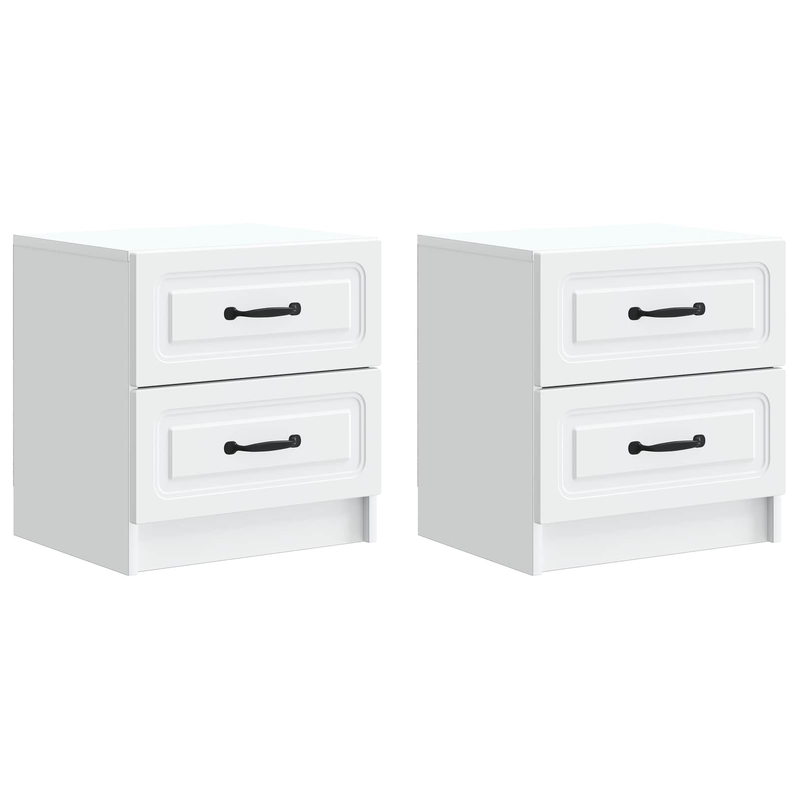 Šalia lovos spintelė su stalčių 2 pcs Balta 43 x 34,5 x 44,5 cm