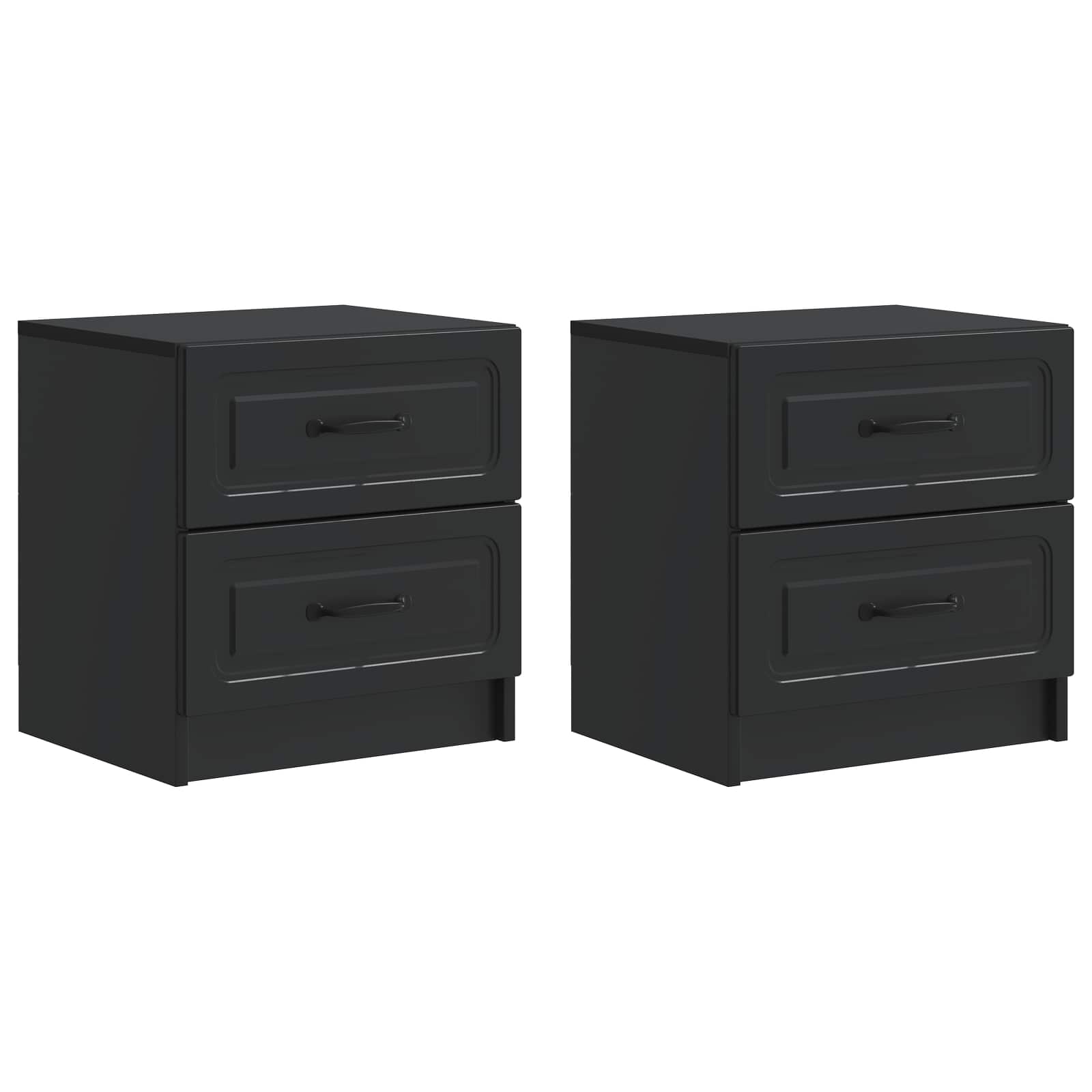 Šalia lovos spintelė su stalčių 2 pcs Juoda 43 x 34,5 x 44,5 cm