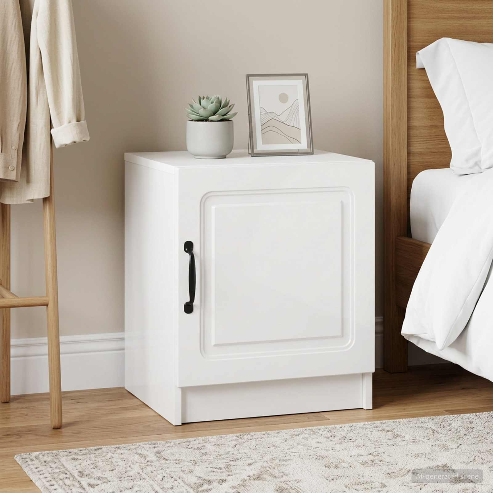 Šalia lovos spintelė 2 pcs Itin blizgi balta 43 x 34,5 x 47 cm