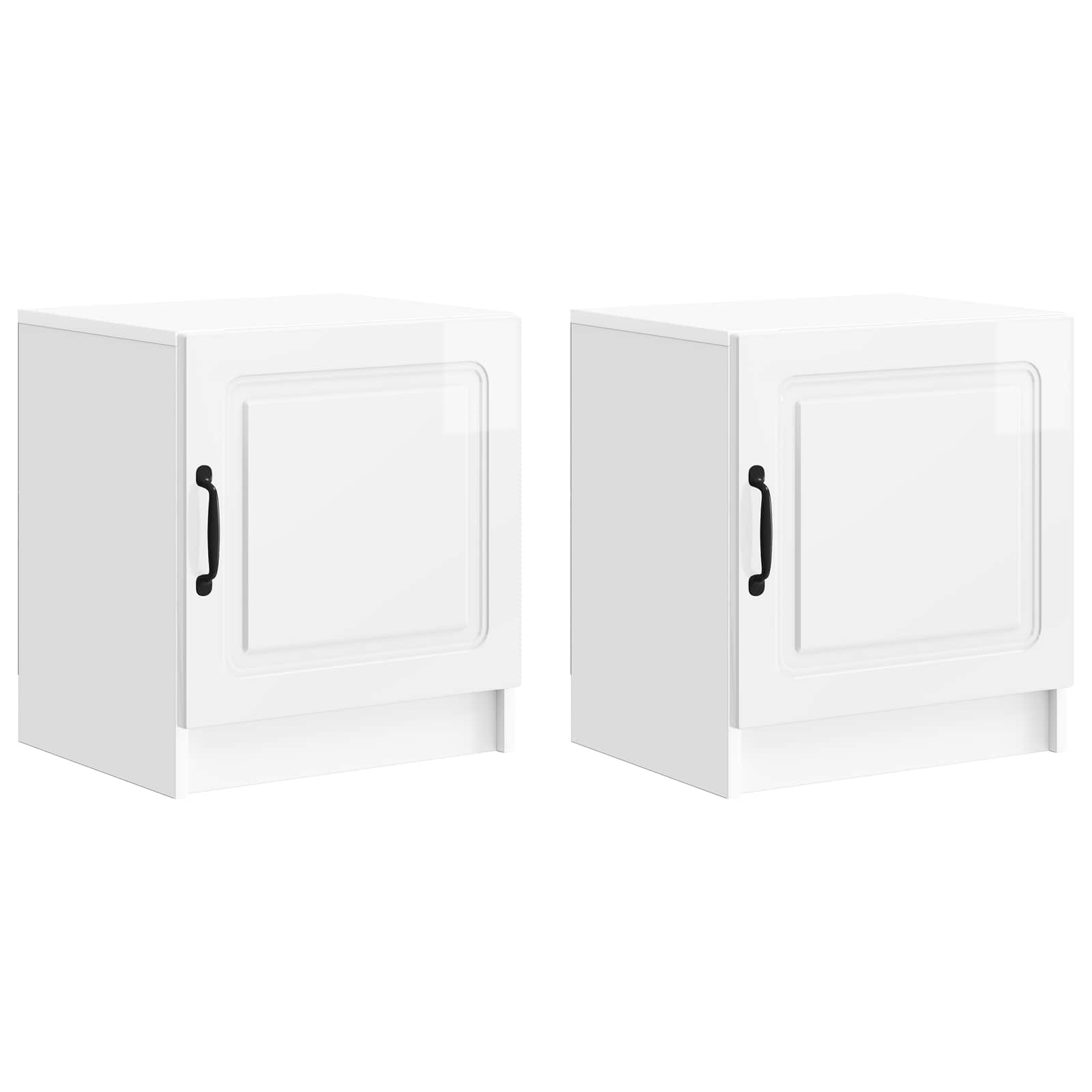 Šalia lovos spintelė 2 pcs Itin blizgi balta 43 x 34,5 x 47 cm