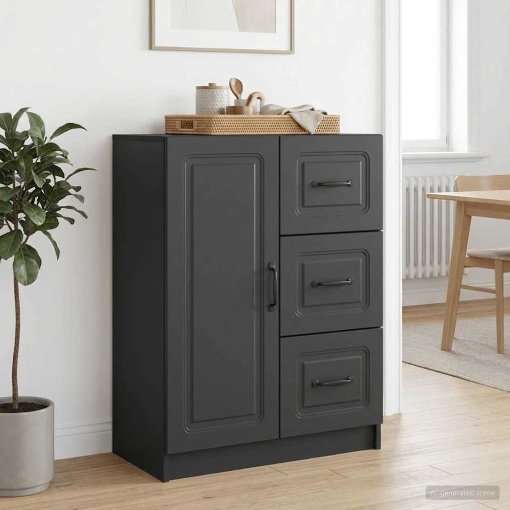 Kabalas su stalčių Juoda 66 x 34,5 x 87 cm Apdirbta mediena