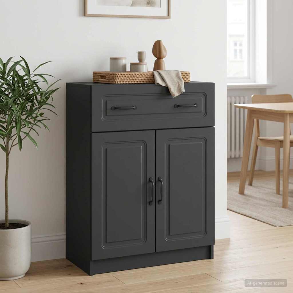 Kumode ar atvilktni Melna 66 x 34,5 x 87 cm Inženierijas koks