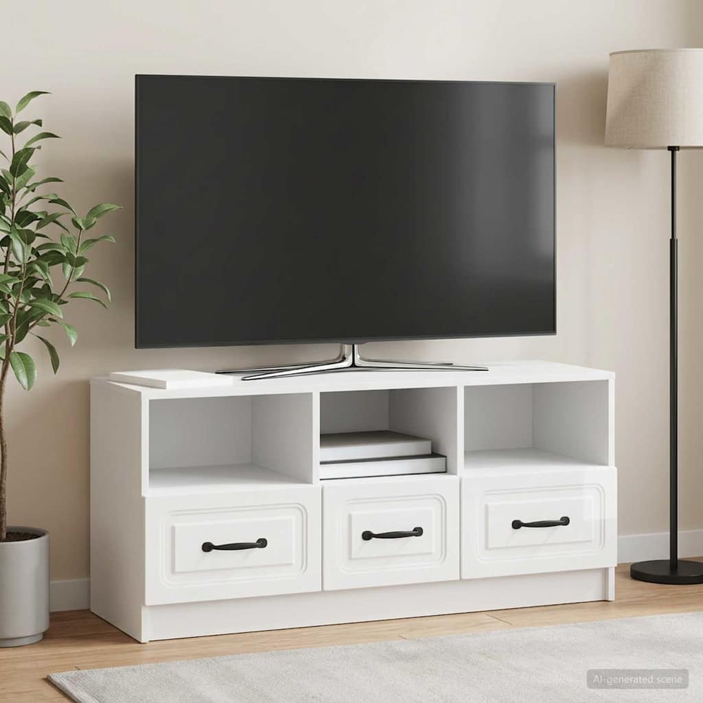 TV skapītis, īpaši spīdīgi balts, 102 x 34,5 x 47 cm