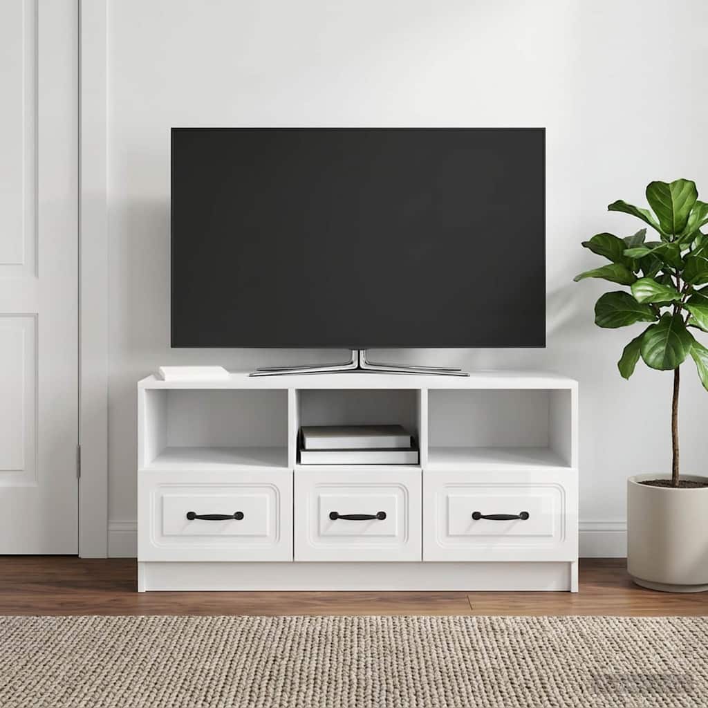 TV skapītis, īpaši spīdīgi balts, 102 x 34,5 x 47 cm