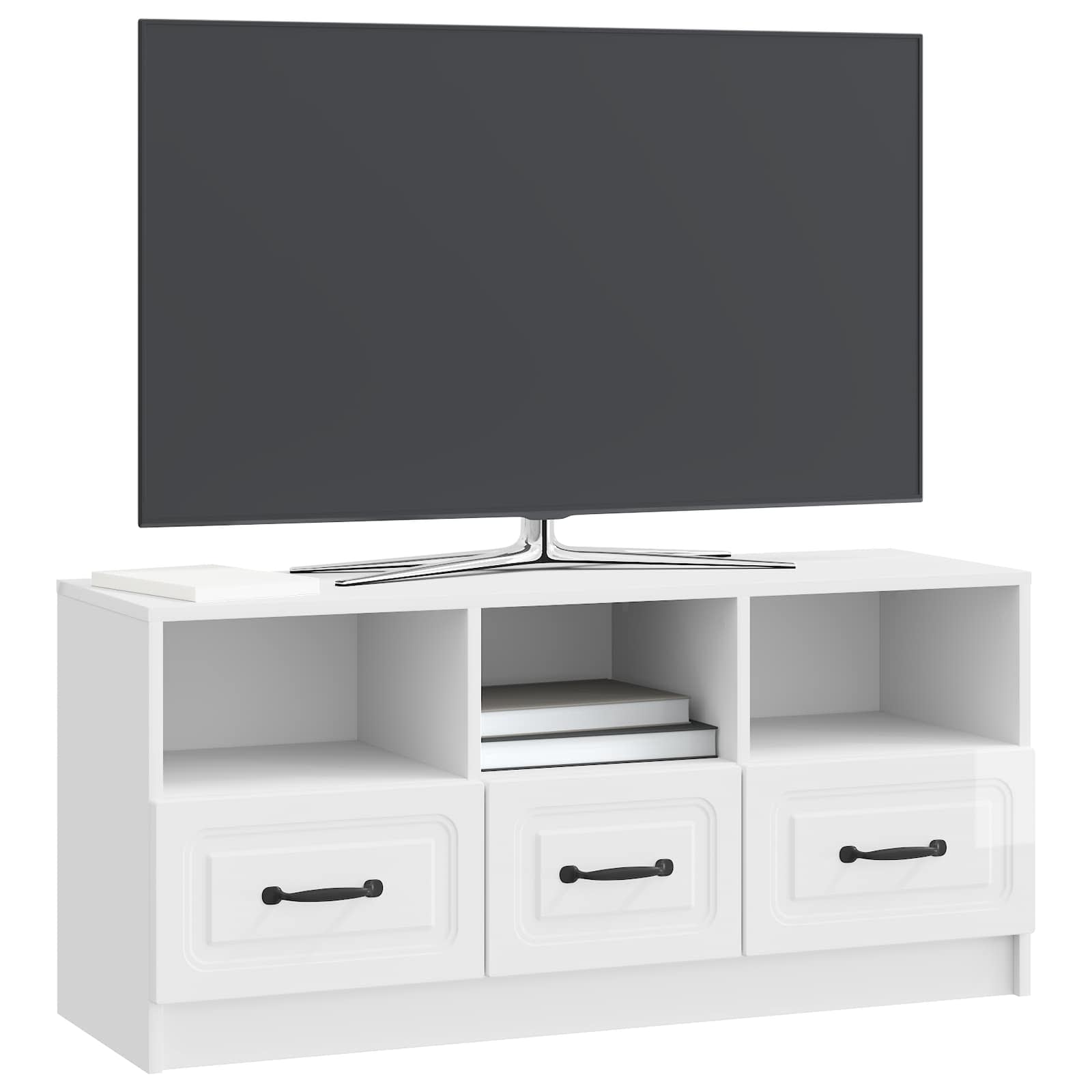TV skapītis, īpaši spīdīgi balts, 102 x 34,5 x 47 cm