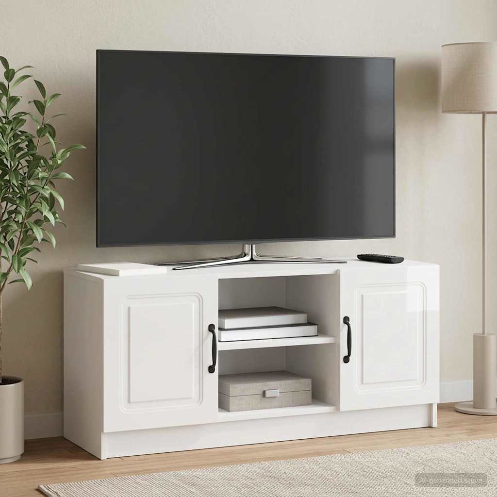 Televizoriaus spintelė Itin blizgi balta 102 x 34,5 x 47 cm