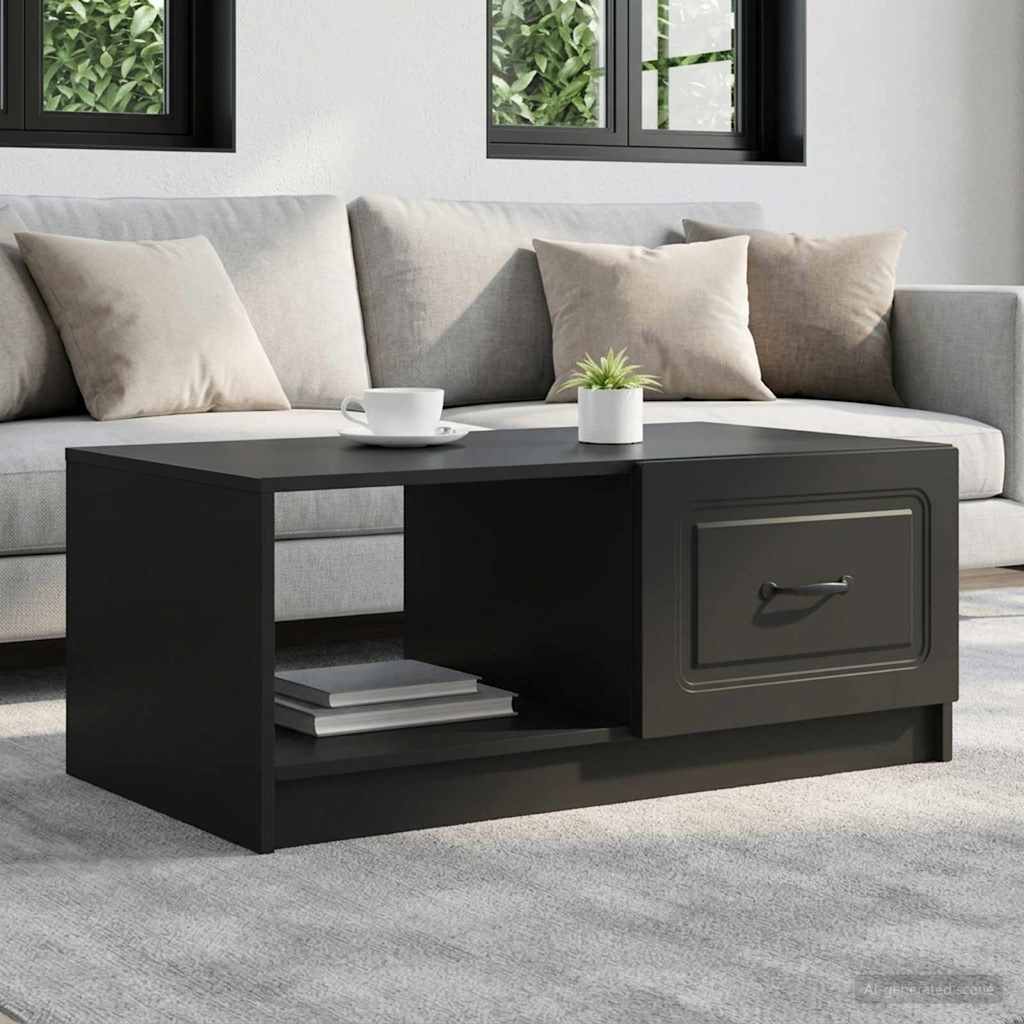 Kafijas galdiņš Melns 90 x 50 x 37 cm Inženierijas koks