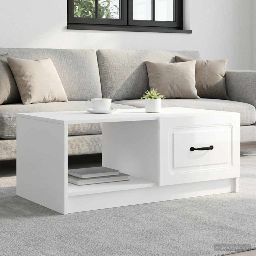 Kavos staliukas Itin blizgi balta 90 x 50 x 37 cm