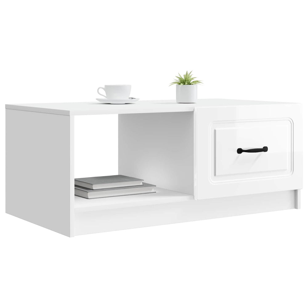 Kavos staliukas Itin blizgi balta 90 x 50 x 37 cm