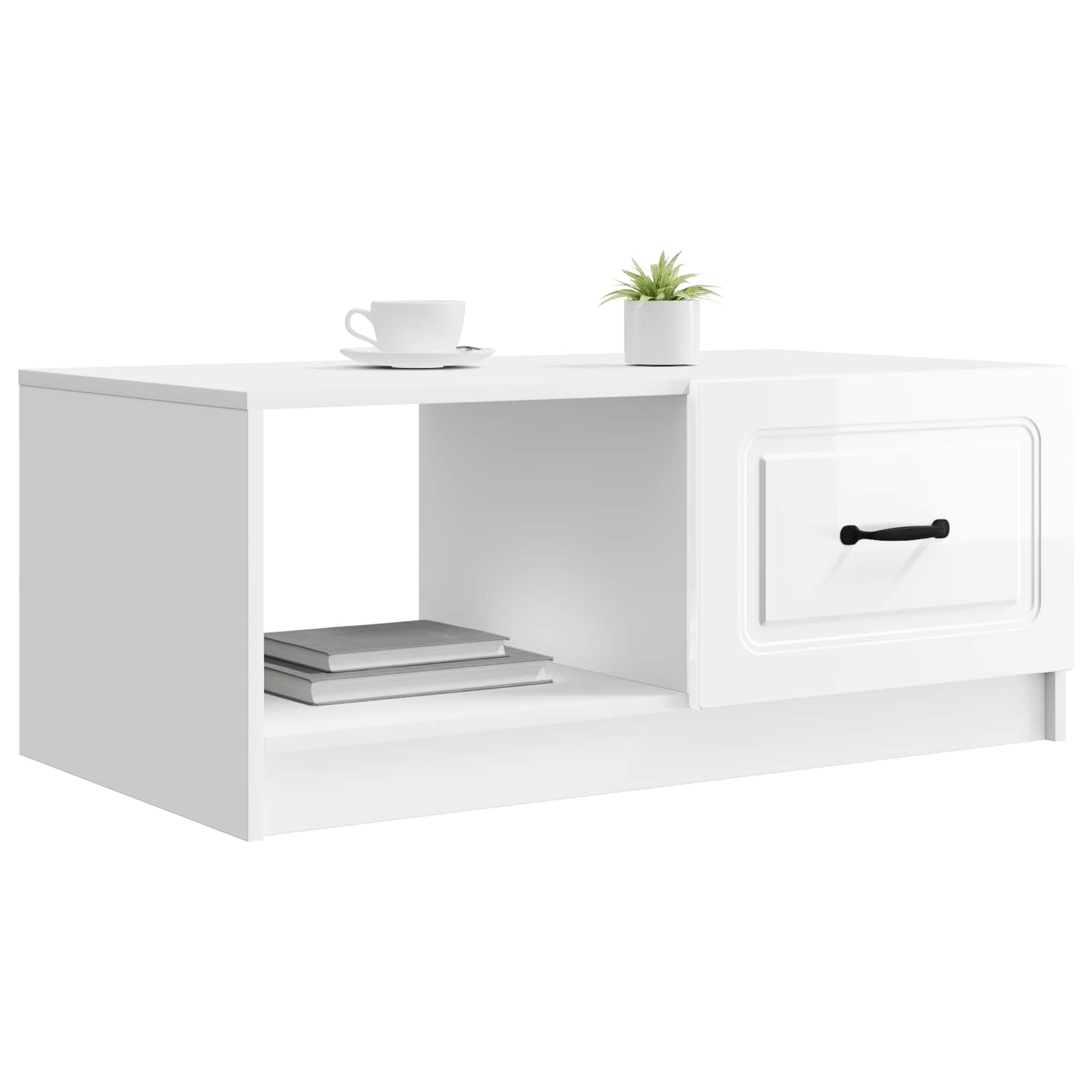 Kavos staliukas Itin blizgi balta 90 x 50 x 37 cm