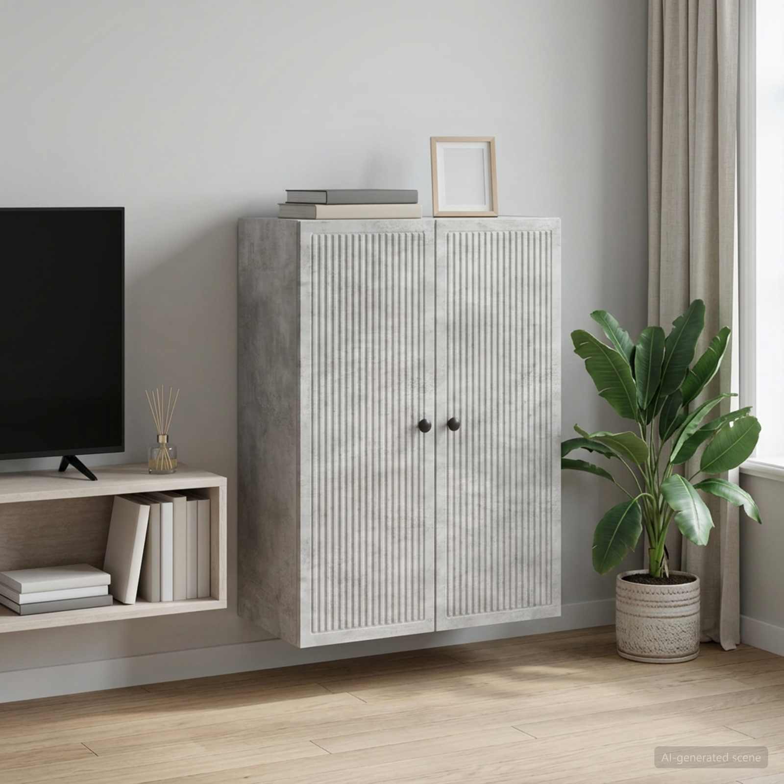 Prie sienos montuojama spinta Betono pilka 66 x 34,5 x 90 cm