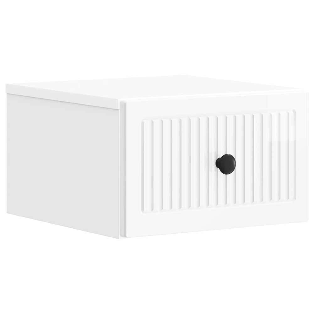 Sieninis naktinis staliukas Itin blizgi balta 33 x 34,5 x 20 cm