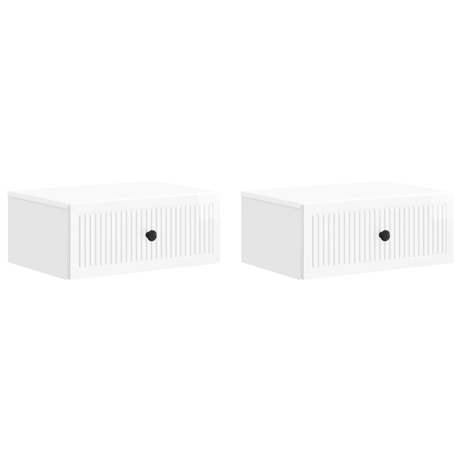 Šalia lovos spintelė 2 pcs Itin blizgi balta 49 x 34,5 x 20 cm