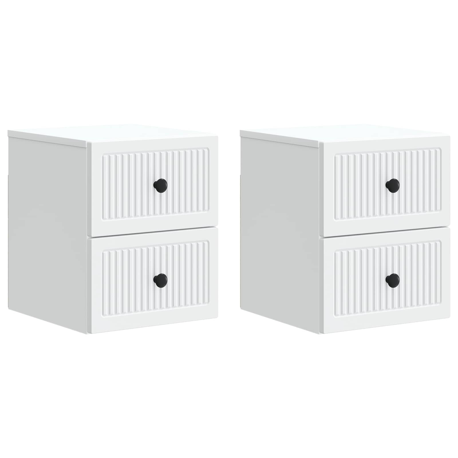 Sieninis naktinis staliukas 2 pcs Balta 33 x 34,5 x 40 cm