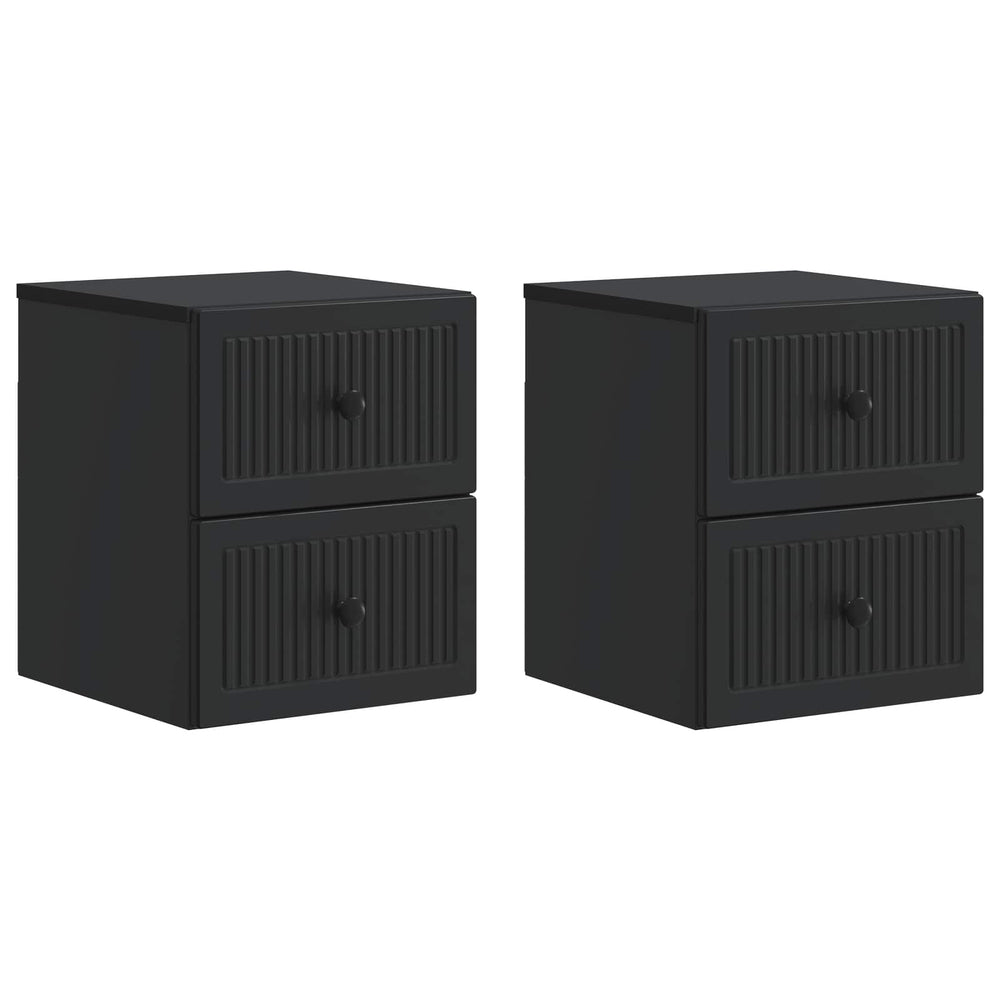Sieninis naktinis staliukas 2 pcs Juoda 33 x 34,5 x 40 cm