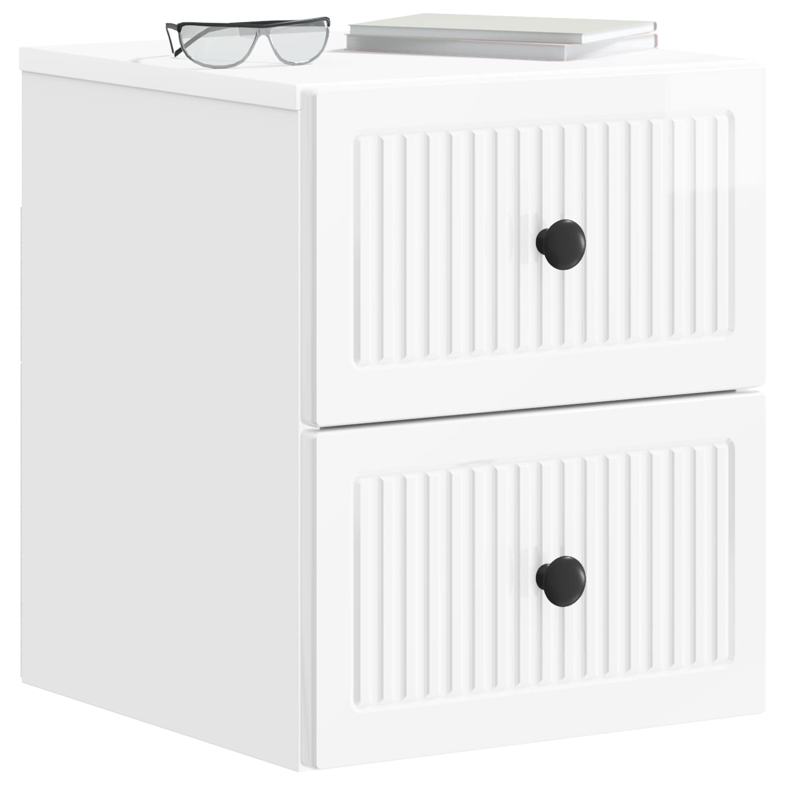 Sieninis naktinis staliukas Itin blizgi balta 33 x 34,5 x 40 cm