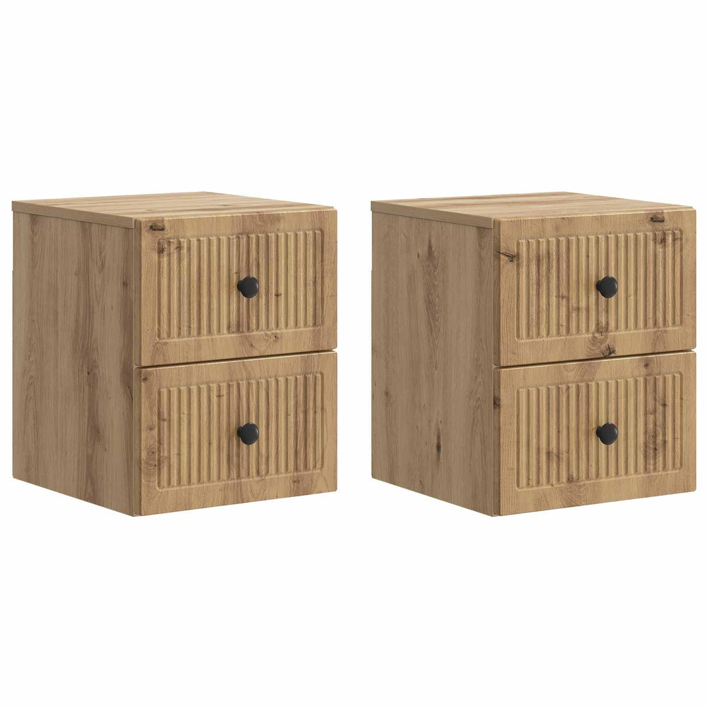 Sieninis naktinis staliukas su stalčių 2 pcs Artisano ąžuolo