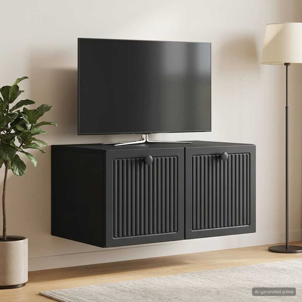 Sieninė TV spintelė Juoda 59,5 x 41 x 30 cm Apdirbta mediena