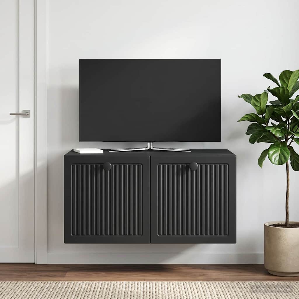 Sieninė TV spintelė Juoda 59,5 x 41 x 30 cm Apdirbta mediena
