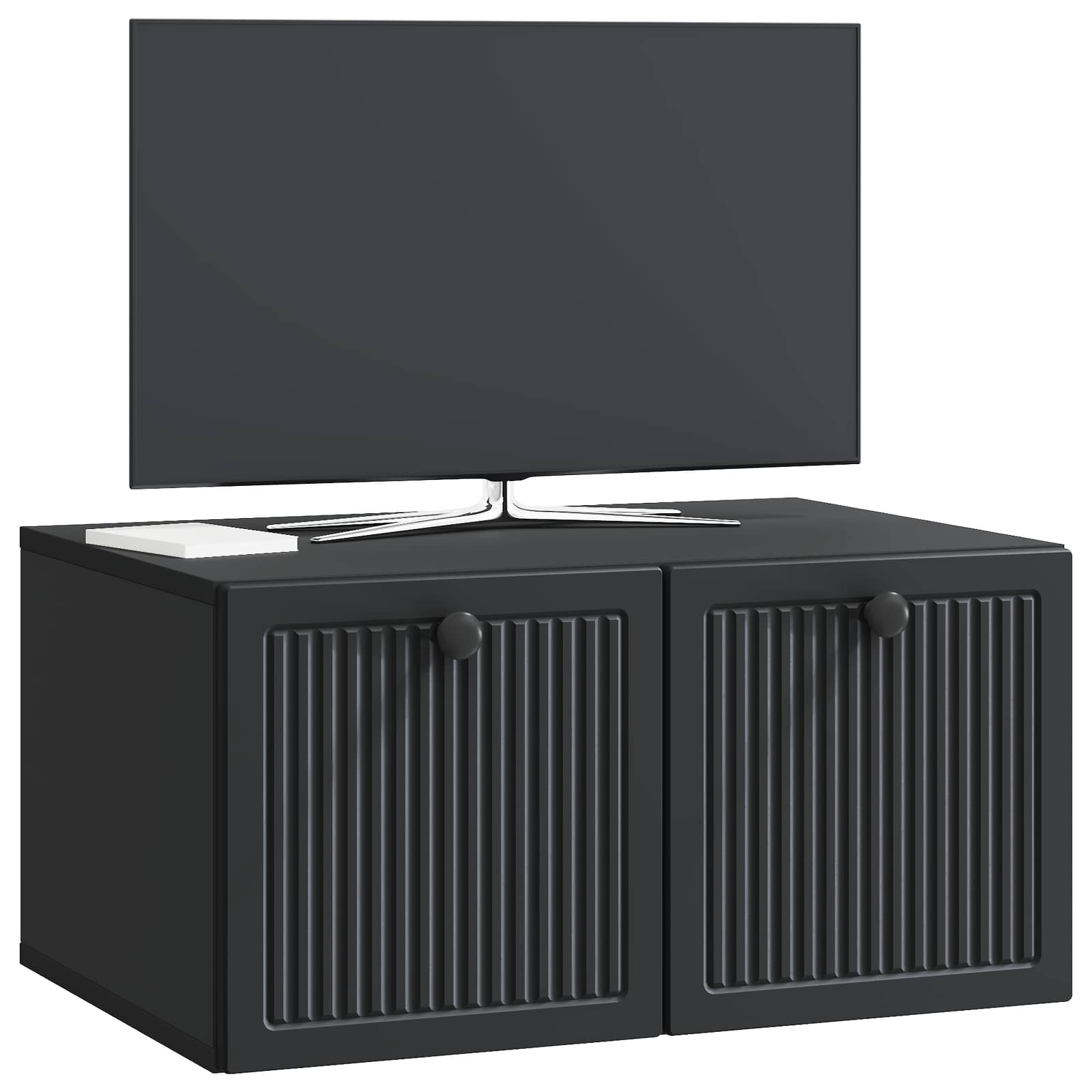 Sieninė TV spintelė Juoda 59,5 x 41 x 30 cm Apdirbta mediena