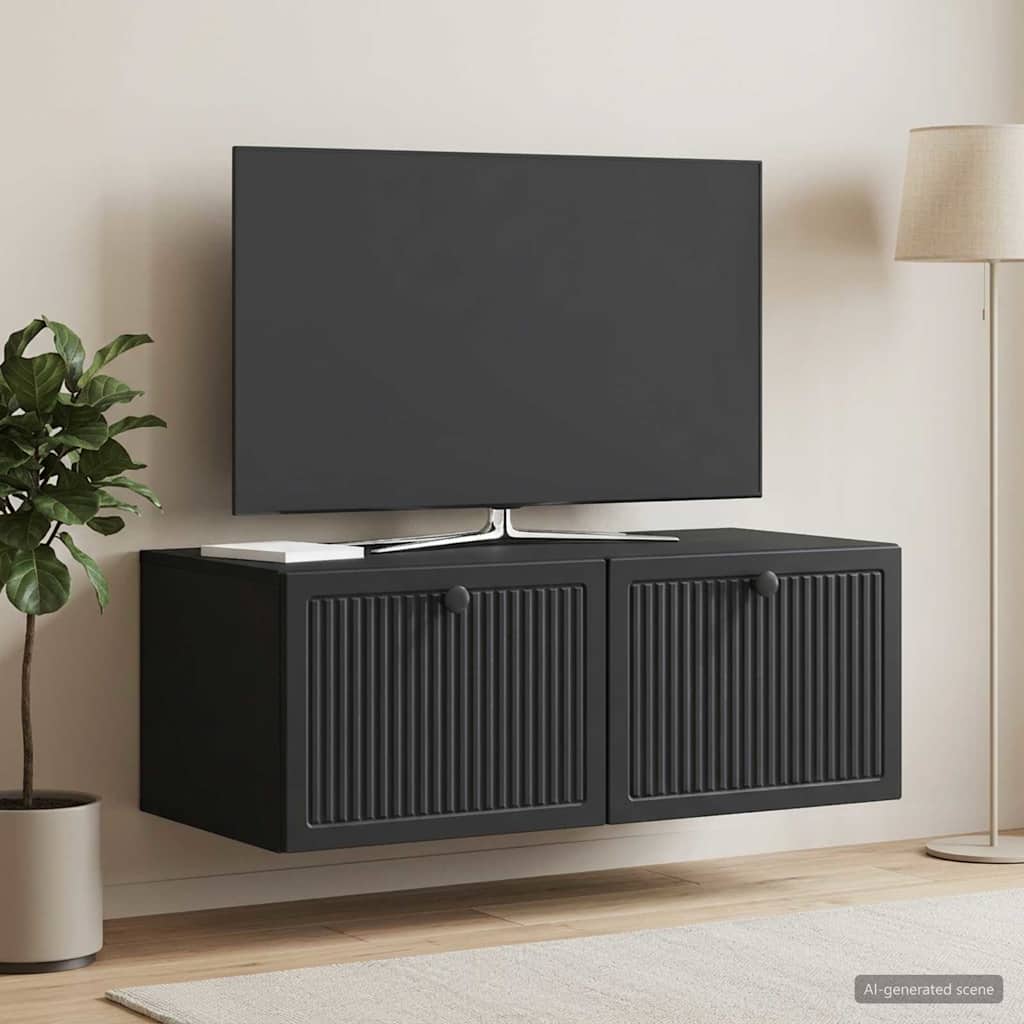 Sieninė TV spintelė Juoda 78,5 x 41 x 30 cm Apdirbta mediena