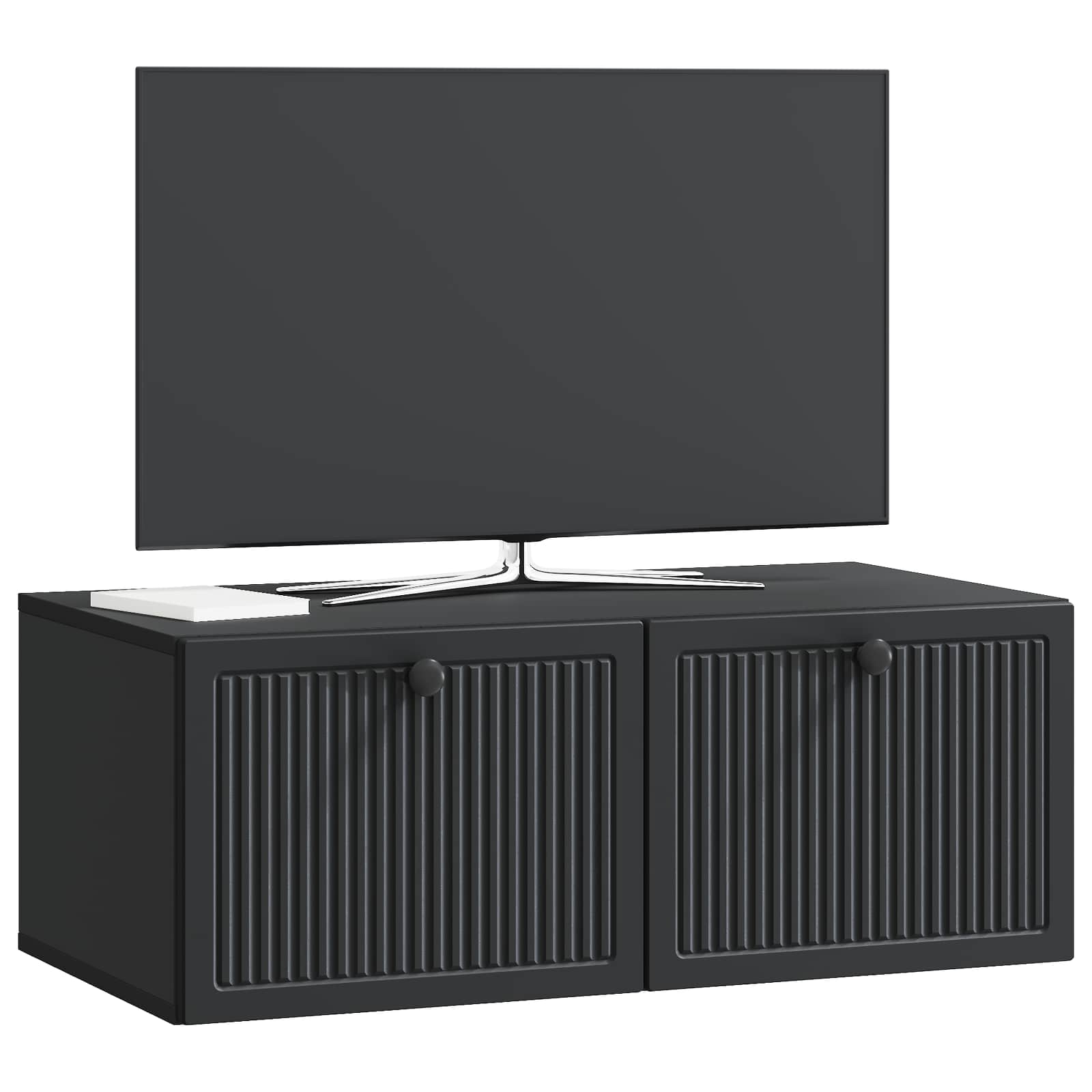 Sieninė TV spintelė Juoda 78,5 x 41 x 30 cm Apdirbta mediena