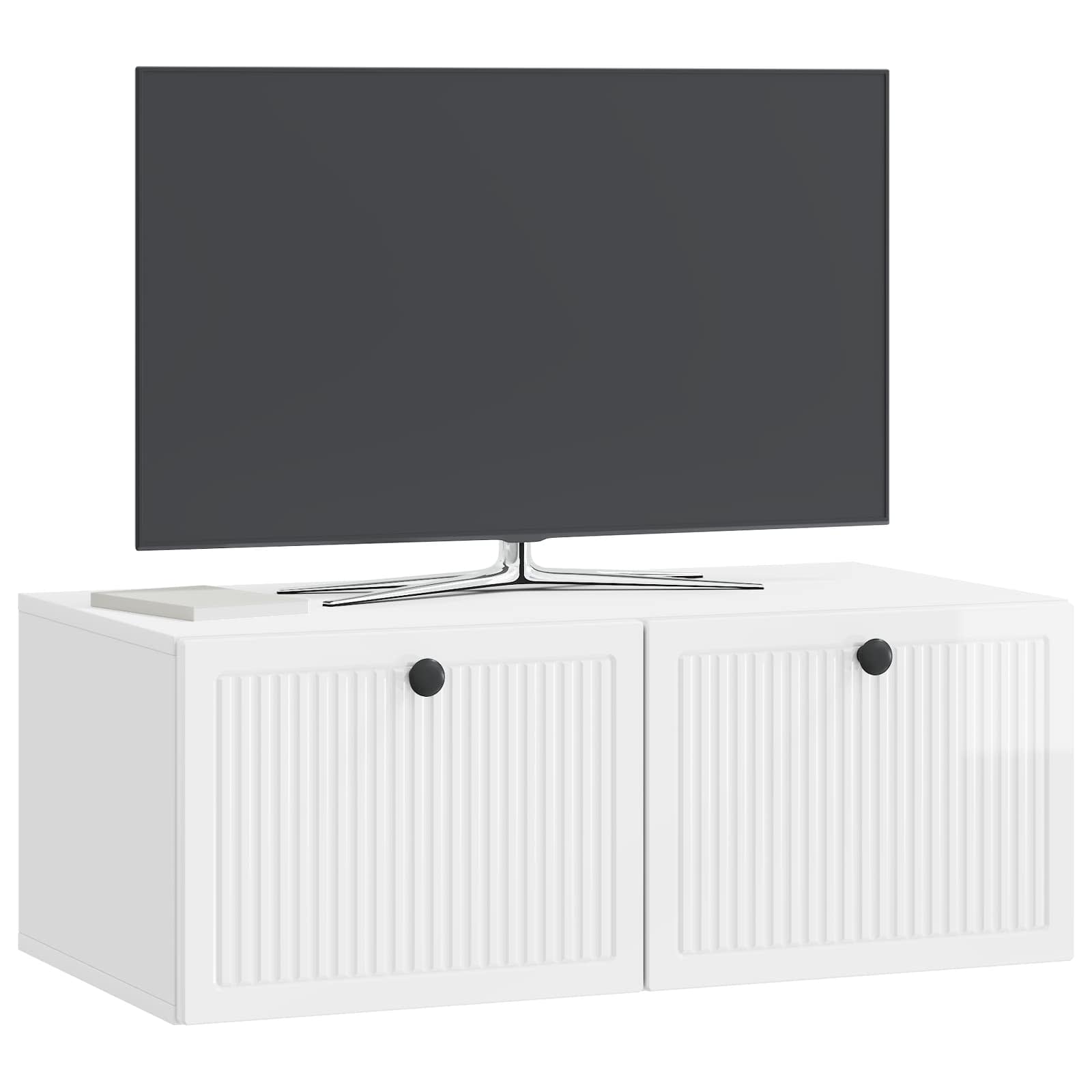 Sieninė TV spintelė Itin blizgi balta 78,5 x 41 x 30 cm