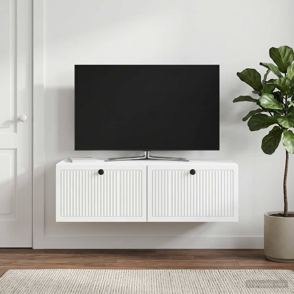 Sieninė TV spintelė Balta 98 x 41 x 30 cm Apdirbta mediena