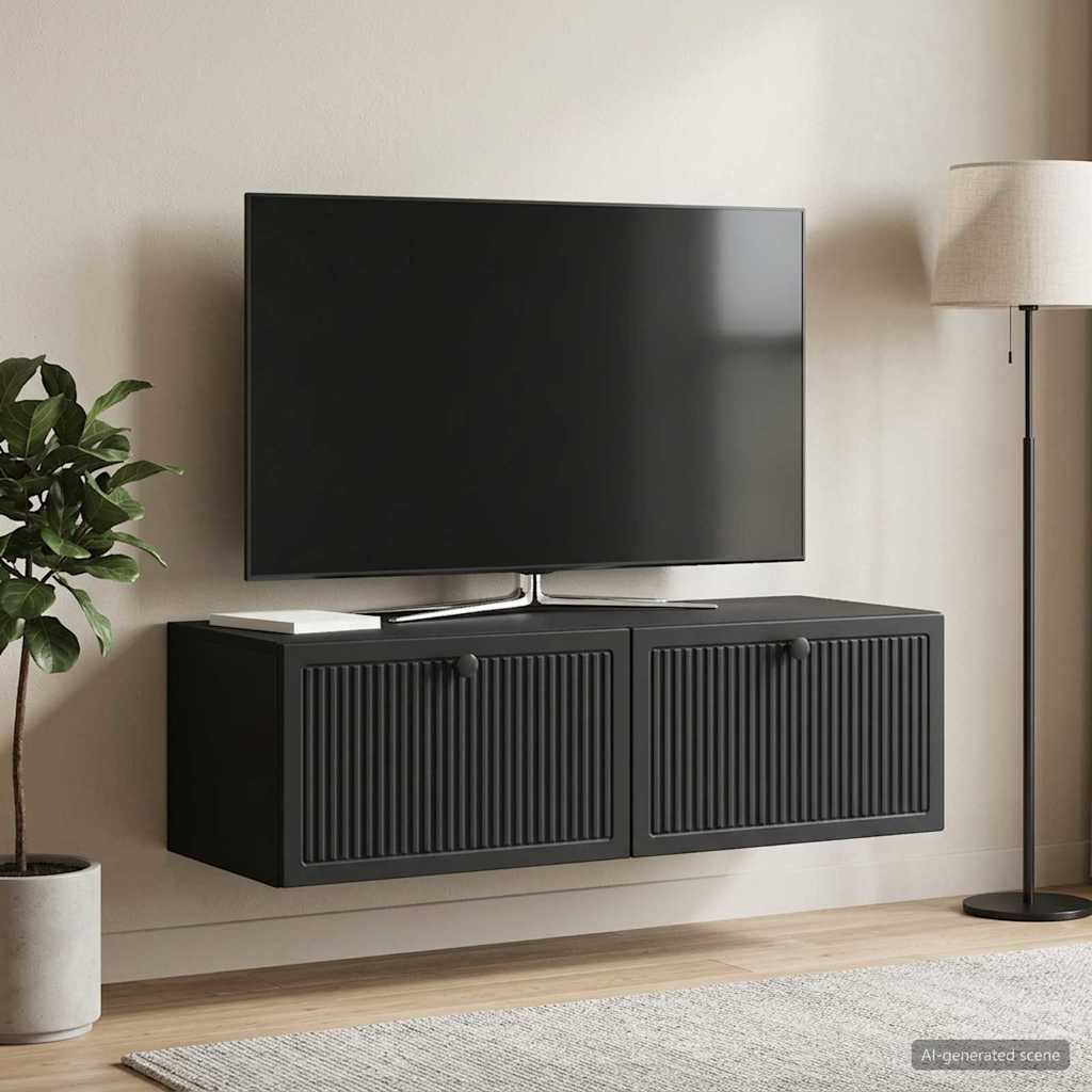 Sieninė TV spintelė Juoda 98 x 41 x 30 cm Apdirbta mediena