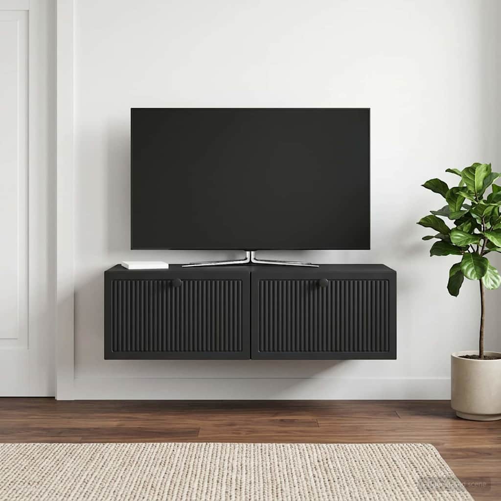 Sieninė TV spintelė Juoda 98 x 41 x 30 cm Apdirbta mediena