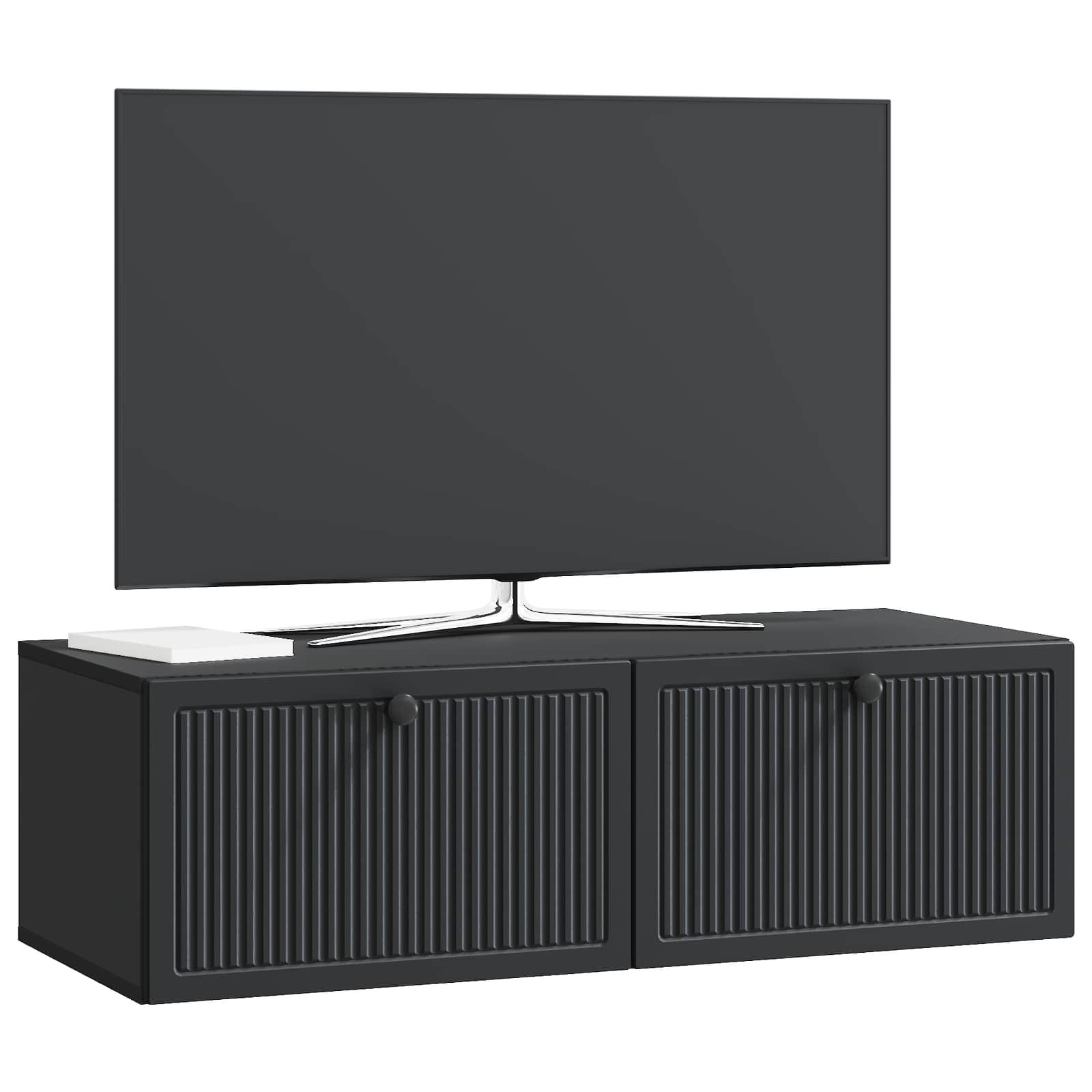 Sieninė TV spintelė Juoda 98 x 41 x 30 cm Apdirbta mediena