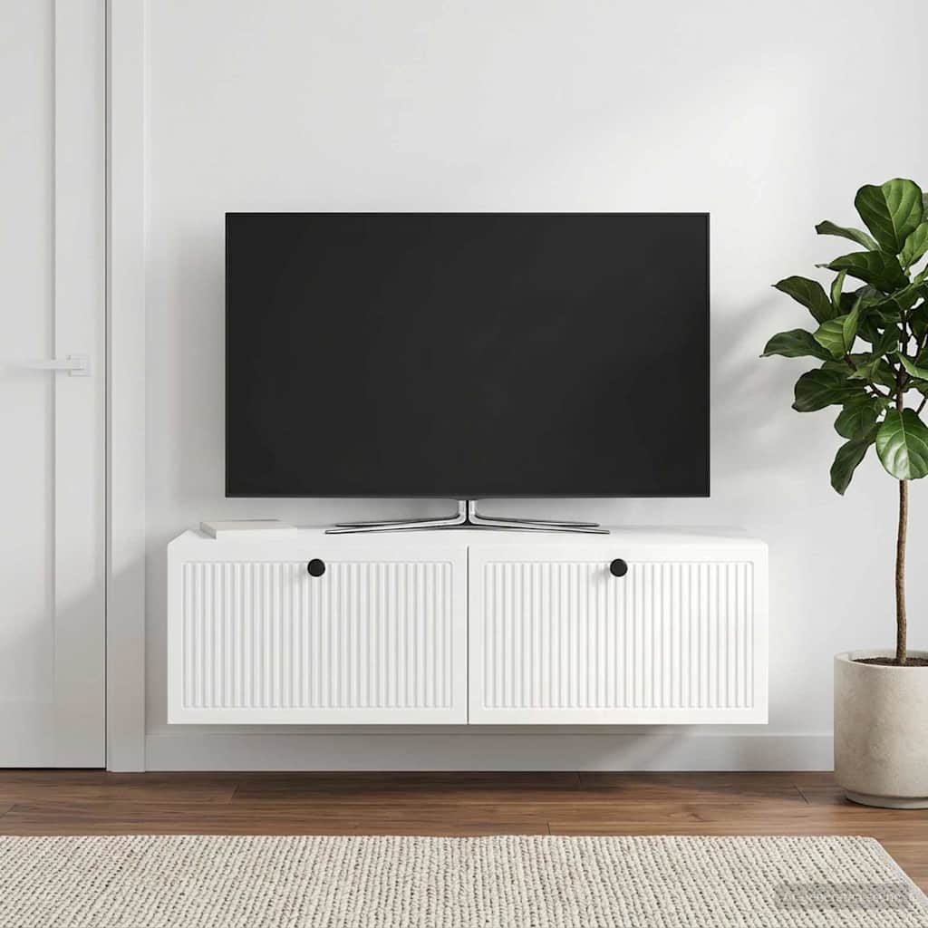 Sieninė TV spintelė Itin blizgi balta 98 x 41 x 30 cm