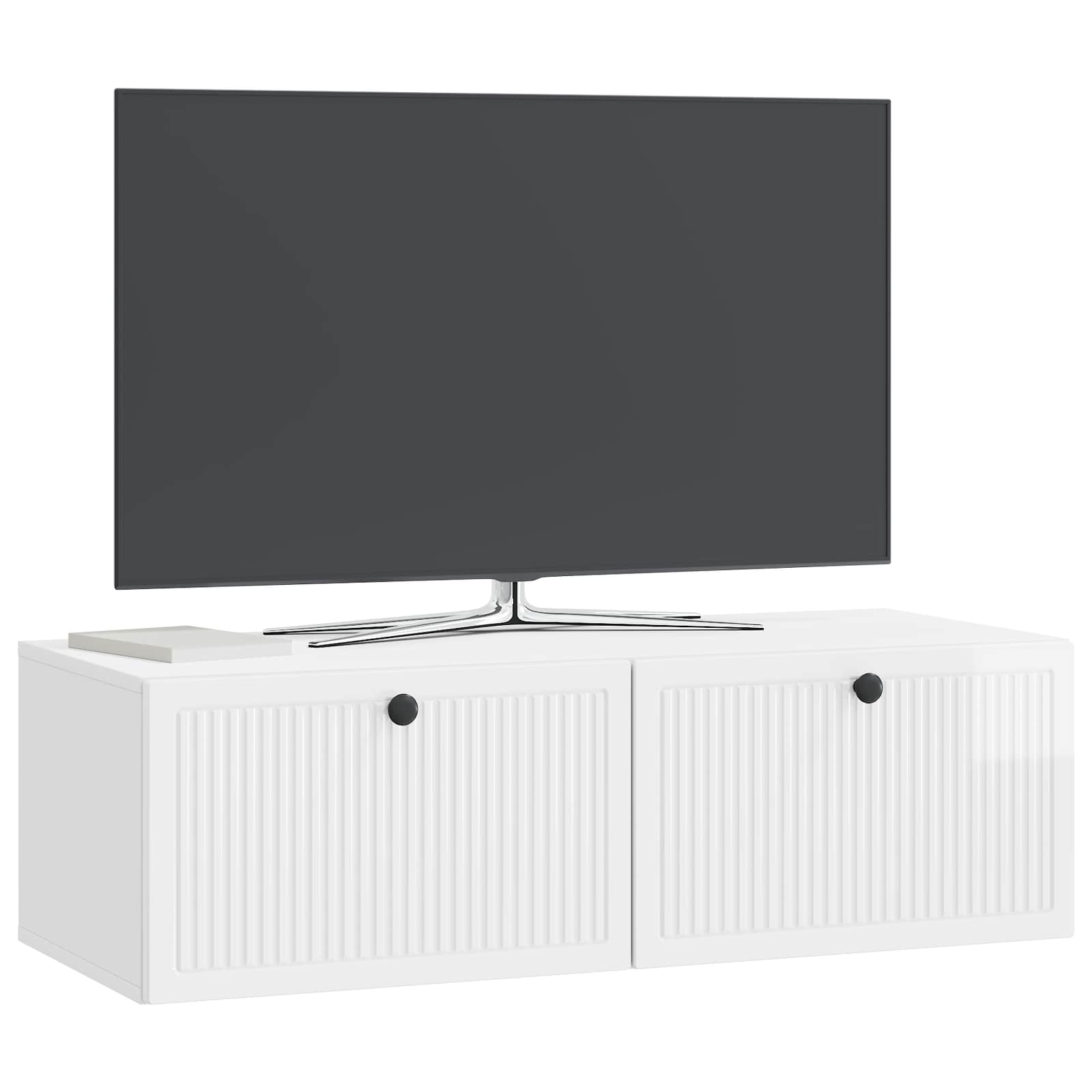 Pie sienas stiprināms TV skapītis īpaši spīdīgi balts 98 x 41 x 30 cm