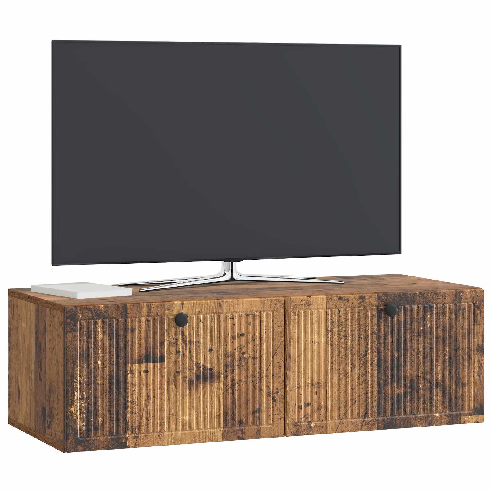 Pie sienas stiprināms televizora plaukts 98x41x30 cm, nolaists koks