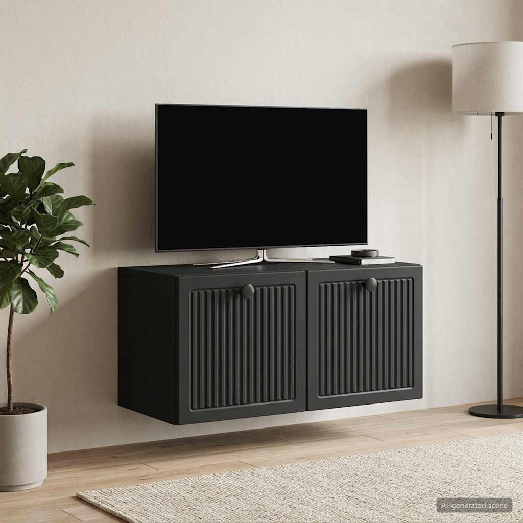 Sieninė TV spintelė Juoda 59,5 x 31 x 30 cm Apdirbta mediena
