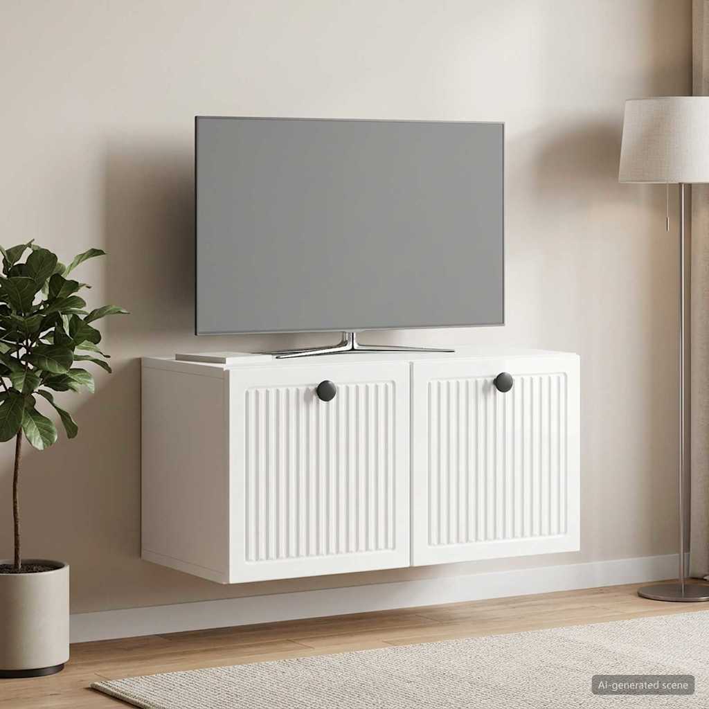 Sieninė TV spintelė Itin blizgi balta 59,5 x 31 x 30 cm