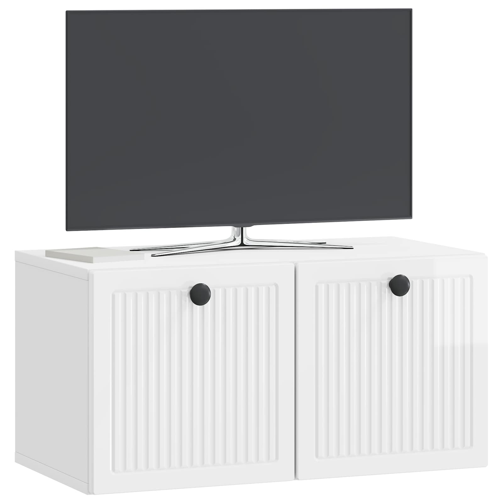 Sieninė TV spintelė Itin blizgi balta 59,5 x 31 x 30 cm