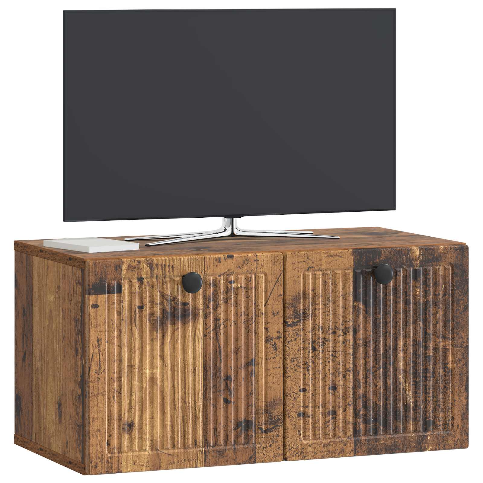Pie sienas stiprināms TV skapītis Novecota koka 59,5x31x30 cm