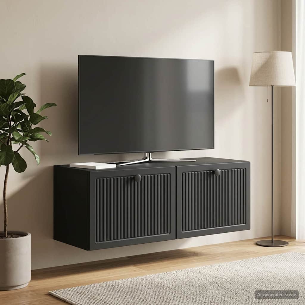 Sieninė TV spintelė Juoda 78,5 x 31 x 30 cm Apdirbta mediena