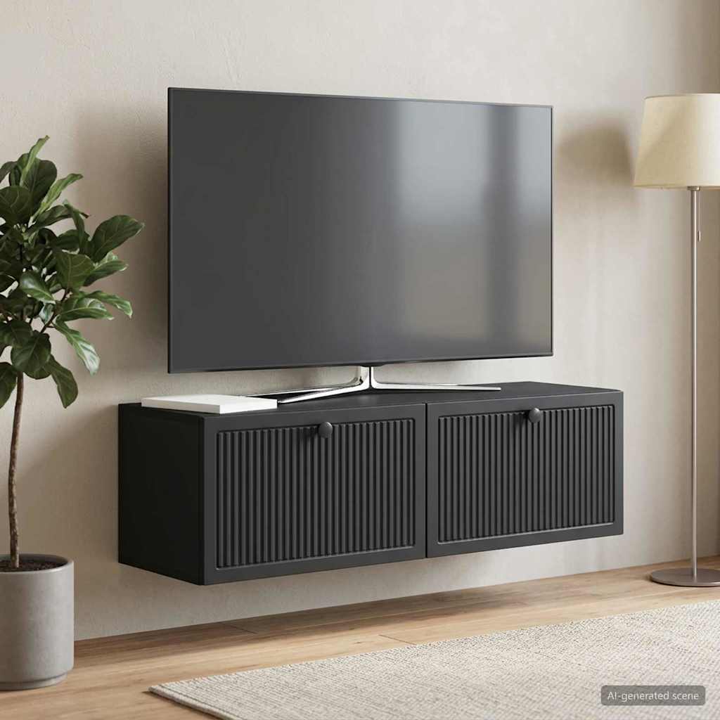 Sieninė TV spintelė Juoda 98 x 31 x 30 cm Apdirbta mediena