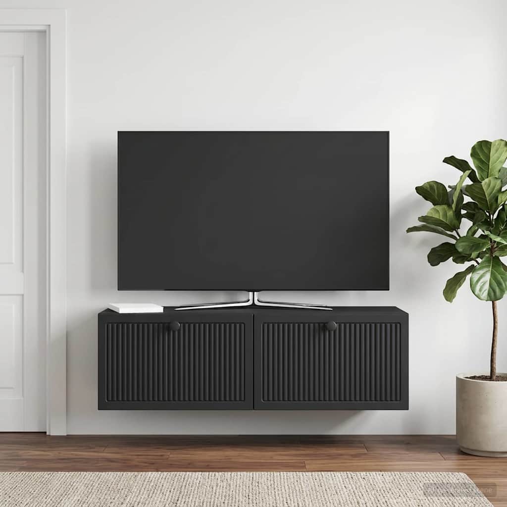Sieninė TV spintelė Juoda 98 x 31 x 30 cm Apdirbta mediena