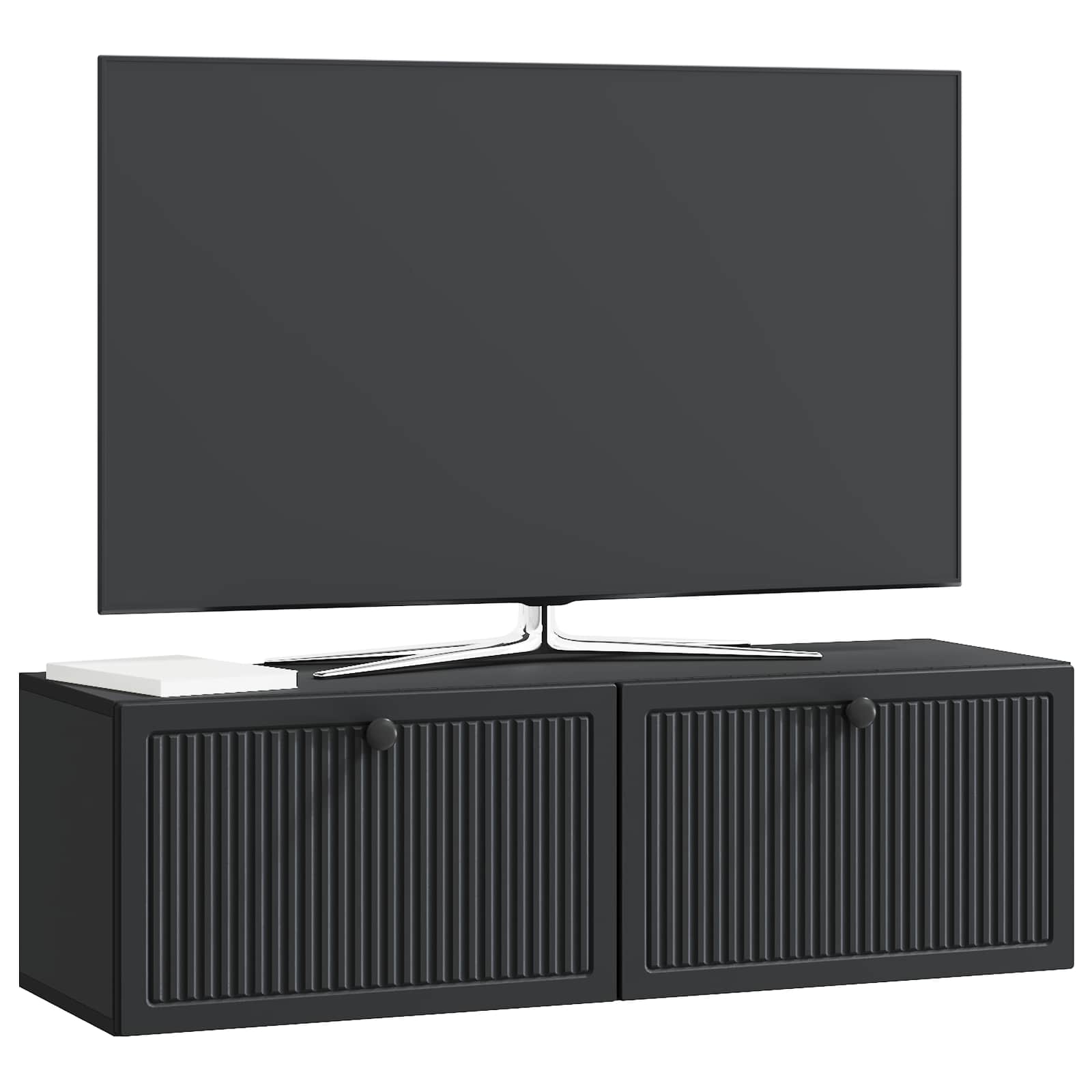 Sieninė TV spintelė Juoda 98 x 31 x 30 cm Apdirbta mediena