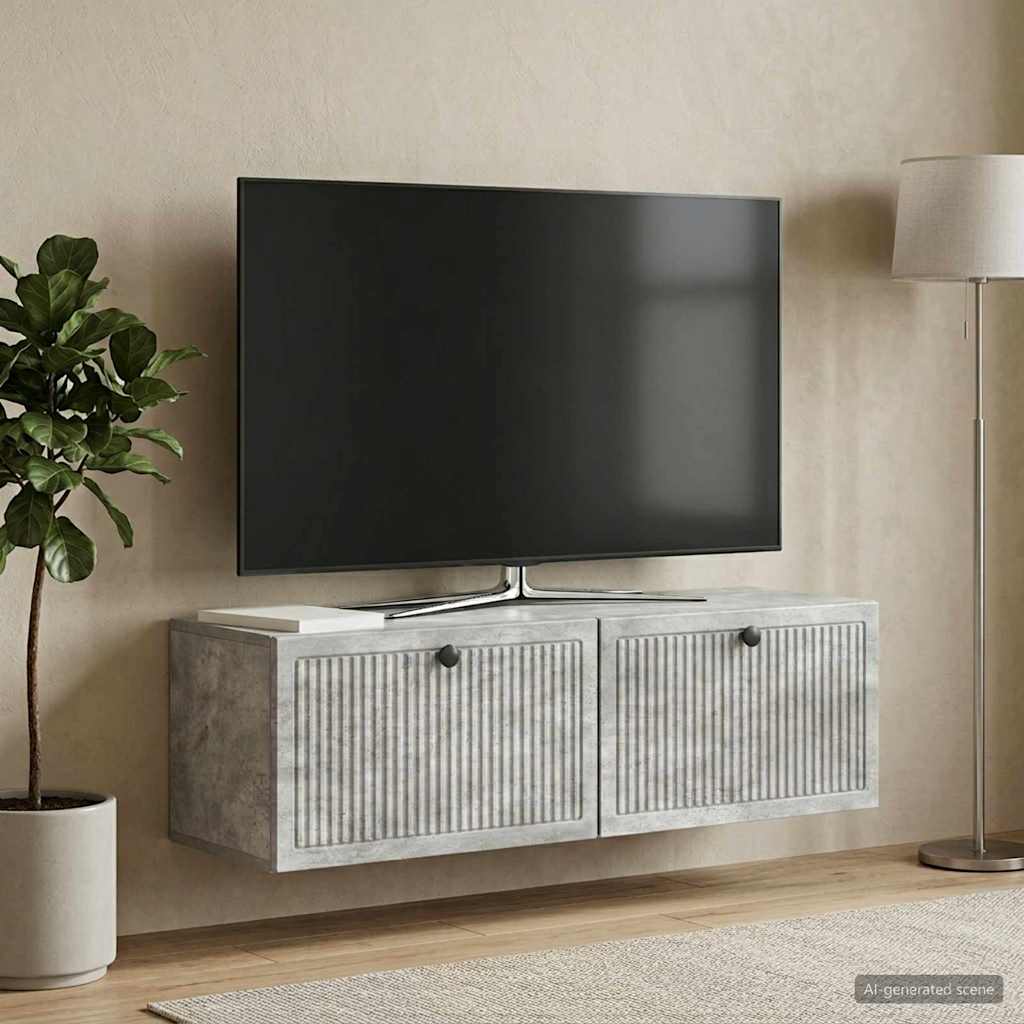 Sieninė TV spintelė Betono pilka 98 x 31 x 30 cm