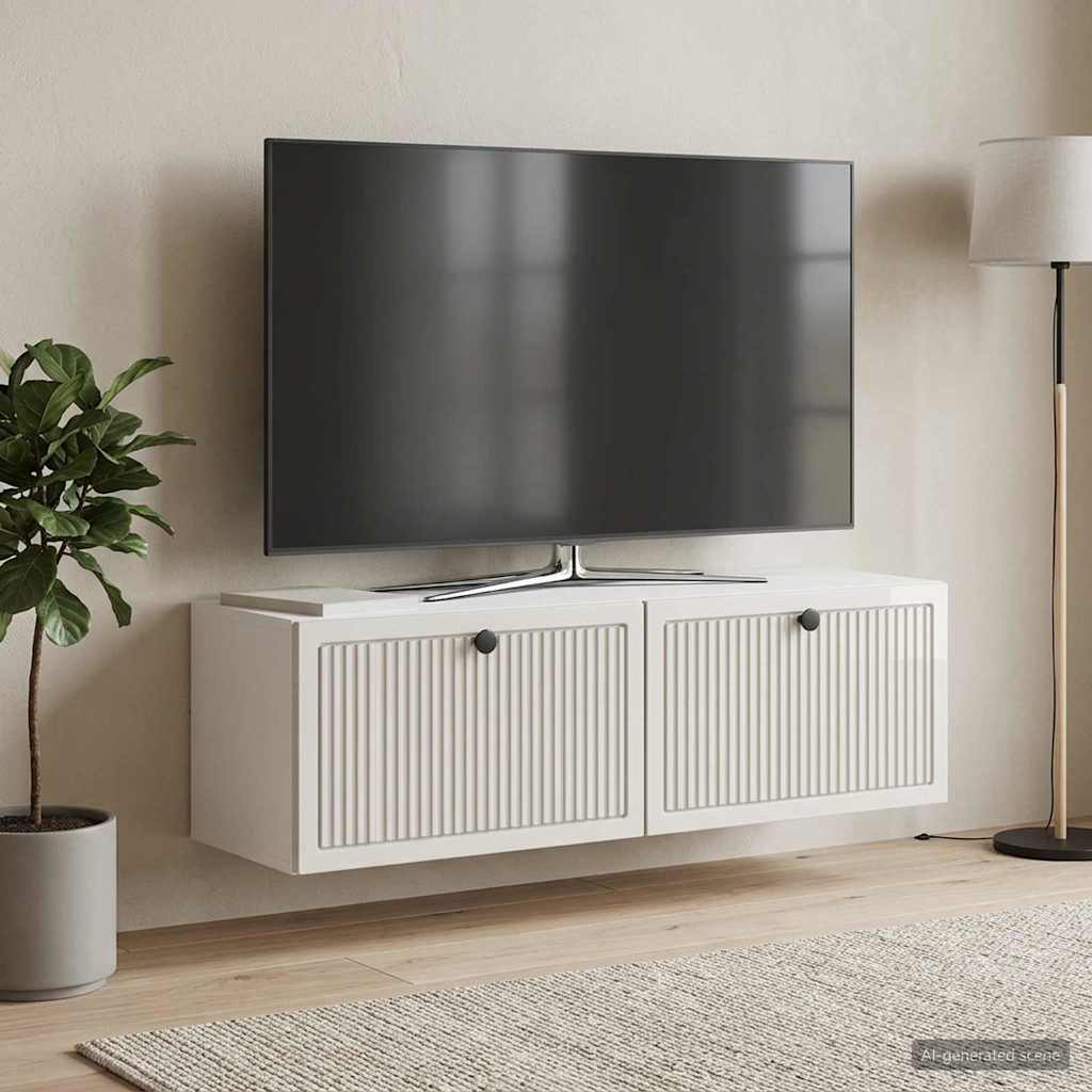 Sieninė TV spintelė Itin blizgi balta 98 x 31 x 30 cm