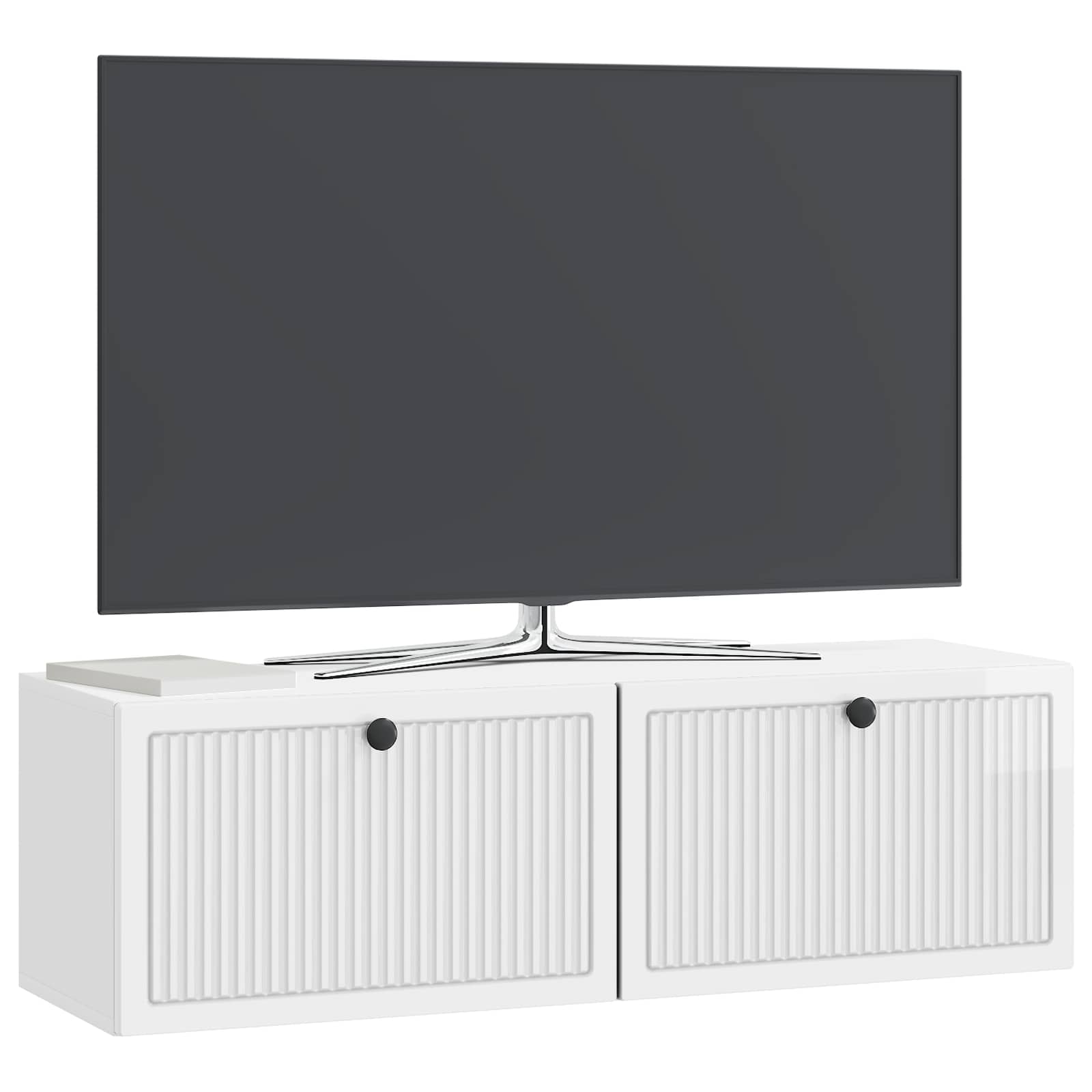 Sieninė TV spintelė Itin blizgi balta 98 x 31 x 30 cm