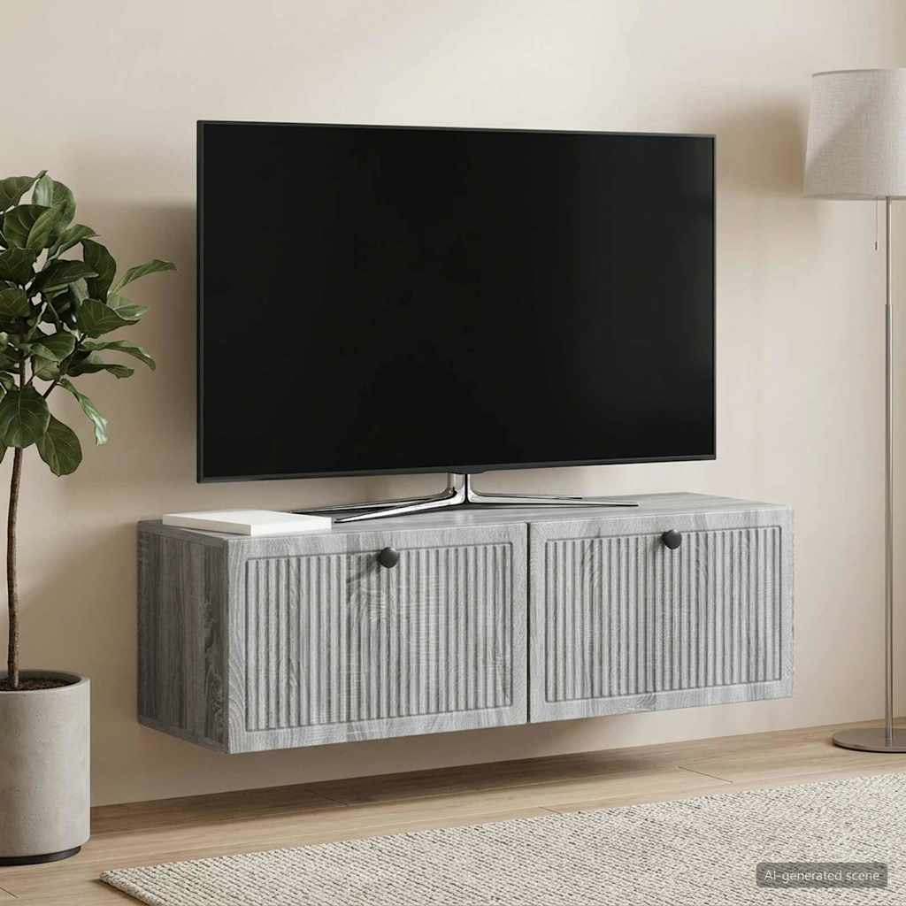 Sieninė TV spintelė Pilka sonoma ąžuolo 98 x 31 x 30 cm