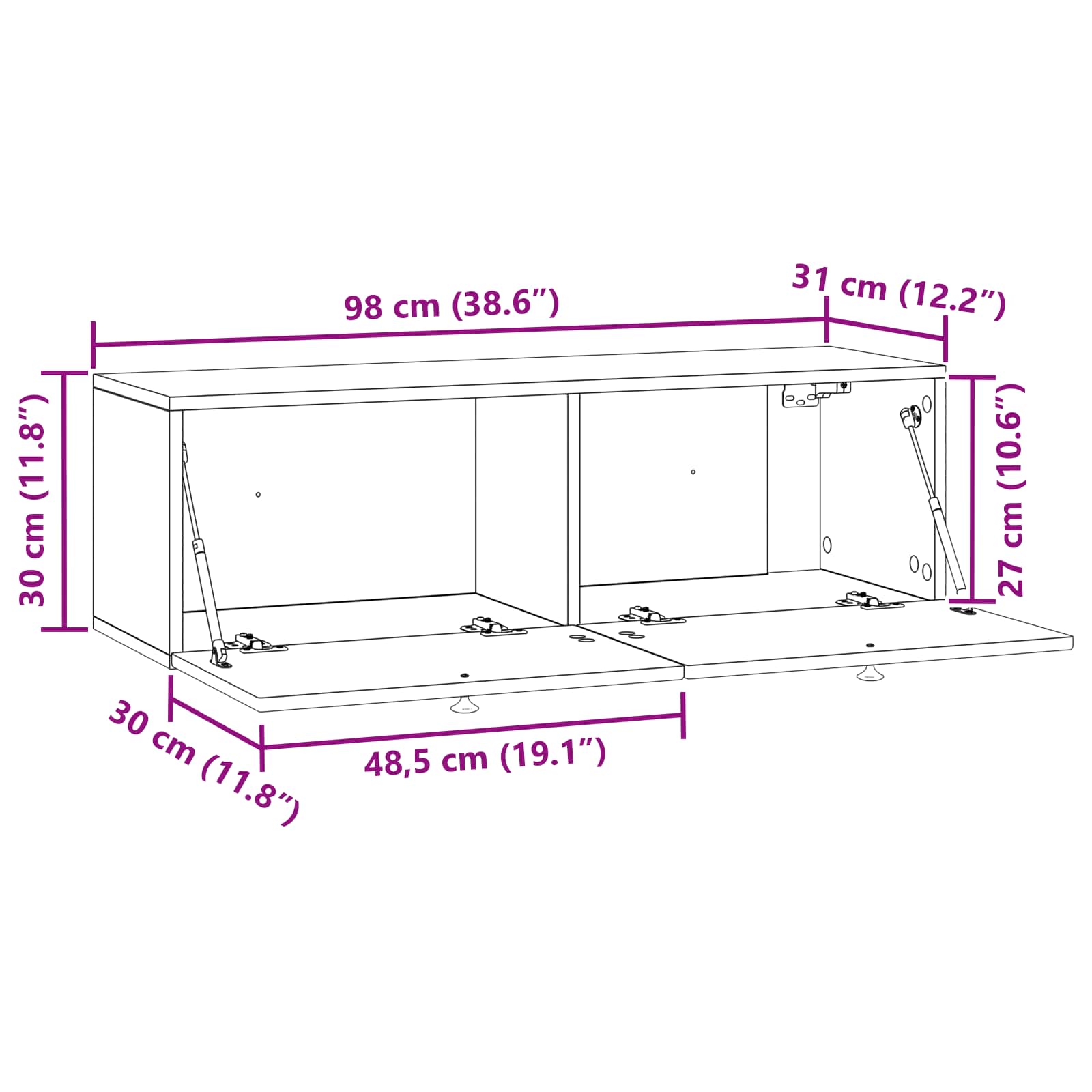 Sieninė TV spintelė Sendintos medienos 98 x 31 x 30 cm