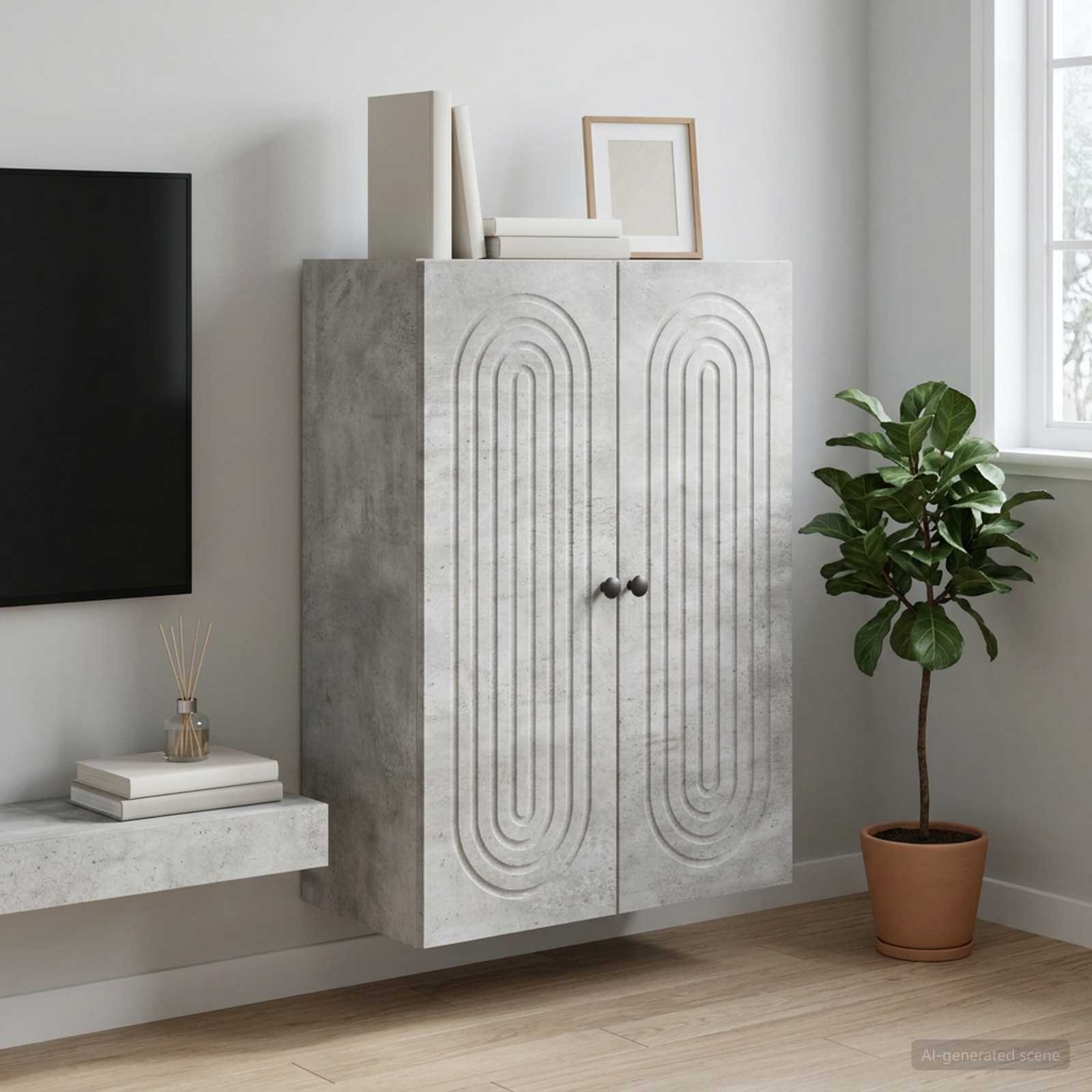 Prie sienos montuojama spinta Betono pilka 66 x 34,5 x 90 cm